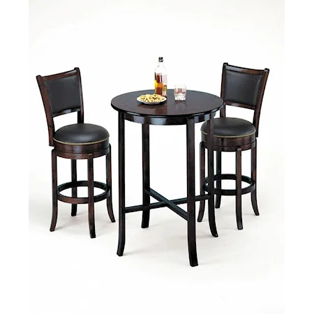 Transitional Espresso Bar Set with Two Swivel Stools